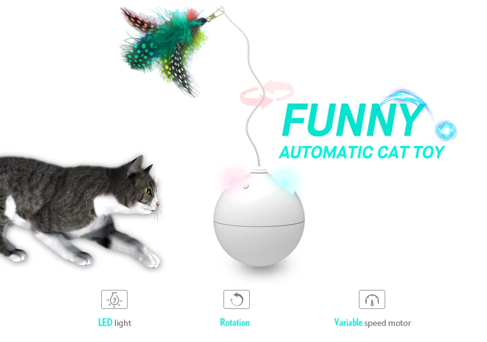 Автоматическая забавная игрушка для кошек с перьями, версия с яркими огнями, светодиодный фонарик для кошек, меняющий цвет, интерактивные игрушки для домашних животных