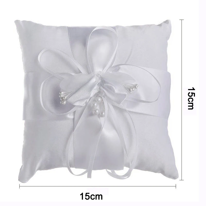 Белая Квадратная подушка для свадебного кольца с объемным цветком ленты невесты