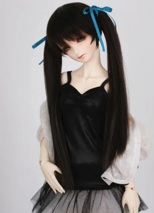 1/3 BJD Sd кукла парик Хацунэ Мику Bjd черный с двумя хвостиками Бесплатная доставка|doll