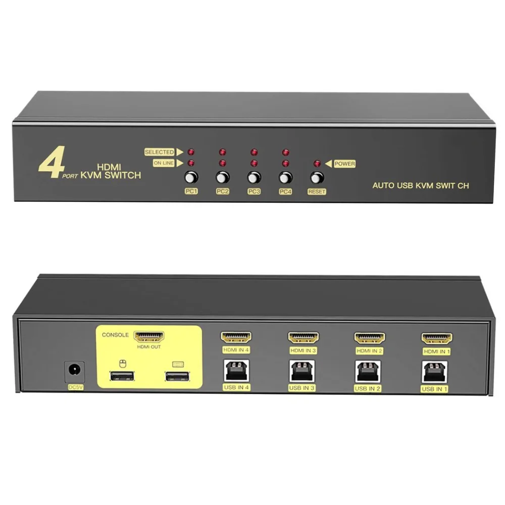 PUZHIJIE 4 порта HDMI KVM переключатель с ключевым словом мышь K/M переключатели USB 2 0 в 1