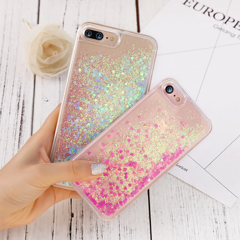 KISSCASE жидкий Телефон чехол для iPhone 7 8 6 6s плюс Чехол прозрачный зыбучие пески PC Apple 5