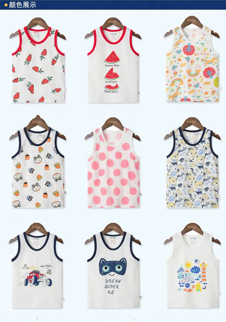 T Shirt for Boys Fruit Watermelon Cotton Baby Girl Boy Animals Duck Fox Sleeveless Tops Tee Summer Children's Clothes 0-6Y