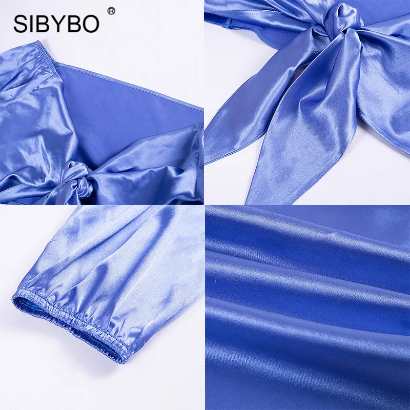 Sibybo, без бретелек, завязанный, сексуальный укороченный топ, для женщин, половина рукава, с открытыми плечами, летняя футболка, для женщин, с открытой спиной, для пляжа, повседневные, женские топы