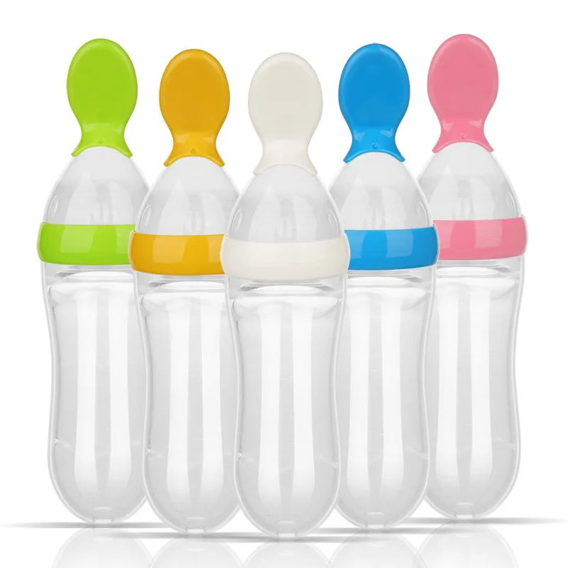 

Newborn Baby Bottle Child Silicone Squeeze Feeding Spoon Milk Cereal Bottle Baby Training Feeder Food Supplement Rice Paste Spoo