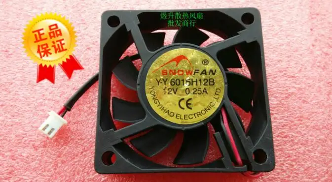 Оригинальный SNOWFAN Y-Y 6015H12B 12V 0.25A 60*60*15 мм 2-проводной чехол/мощность 6 см вентилятор