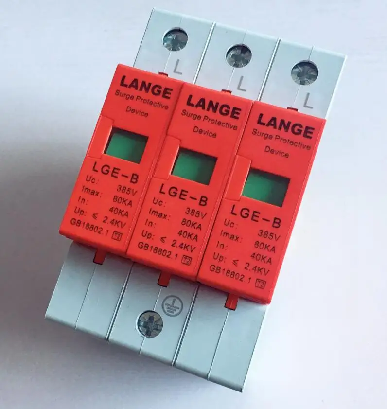 

Din Rail Lightning protector 3P 385V surge protector Lightning arrester household 10-20KA 20-40KA 30-60KA 40-80KA