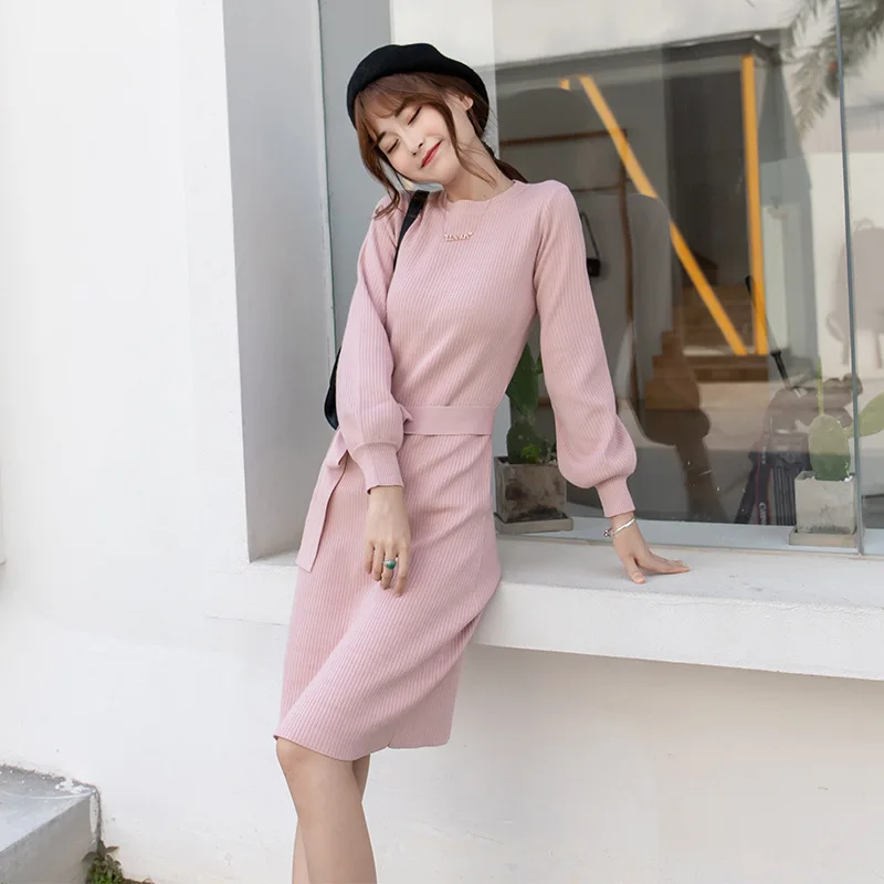 

2018 Fashion Slim Pull Femme Package Hips Knitted Dresses Bodycon Vestido Winter Sweater Dress Elegant Knee Length Pencil Dress