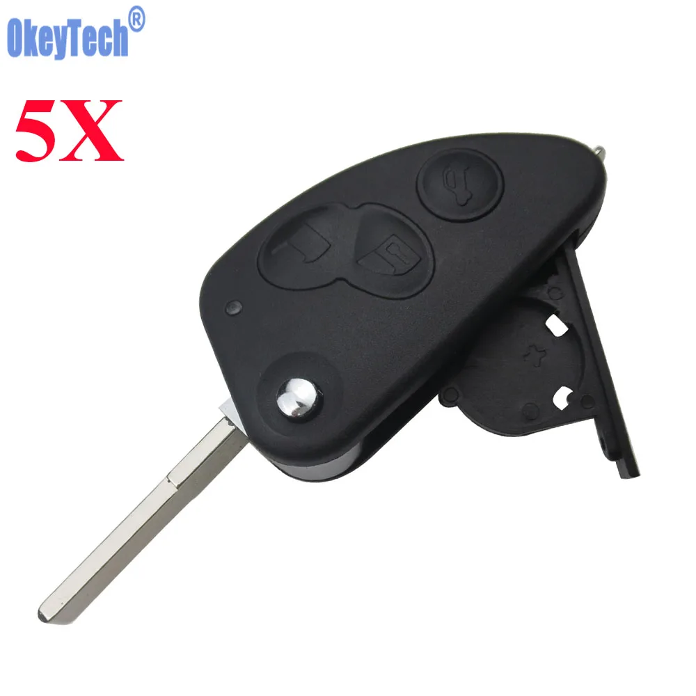 

OkeyTech 5pcs/lot 3 Buttons Uncut SIP22 Blade Remote Car Flip Key Case Shell Fob Car Key Shell for Alfa Romeo 147 156 166 GT