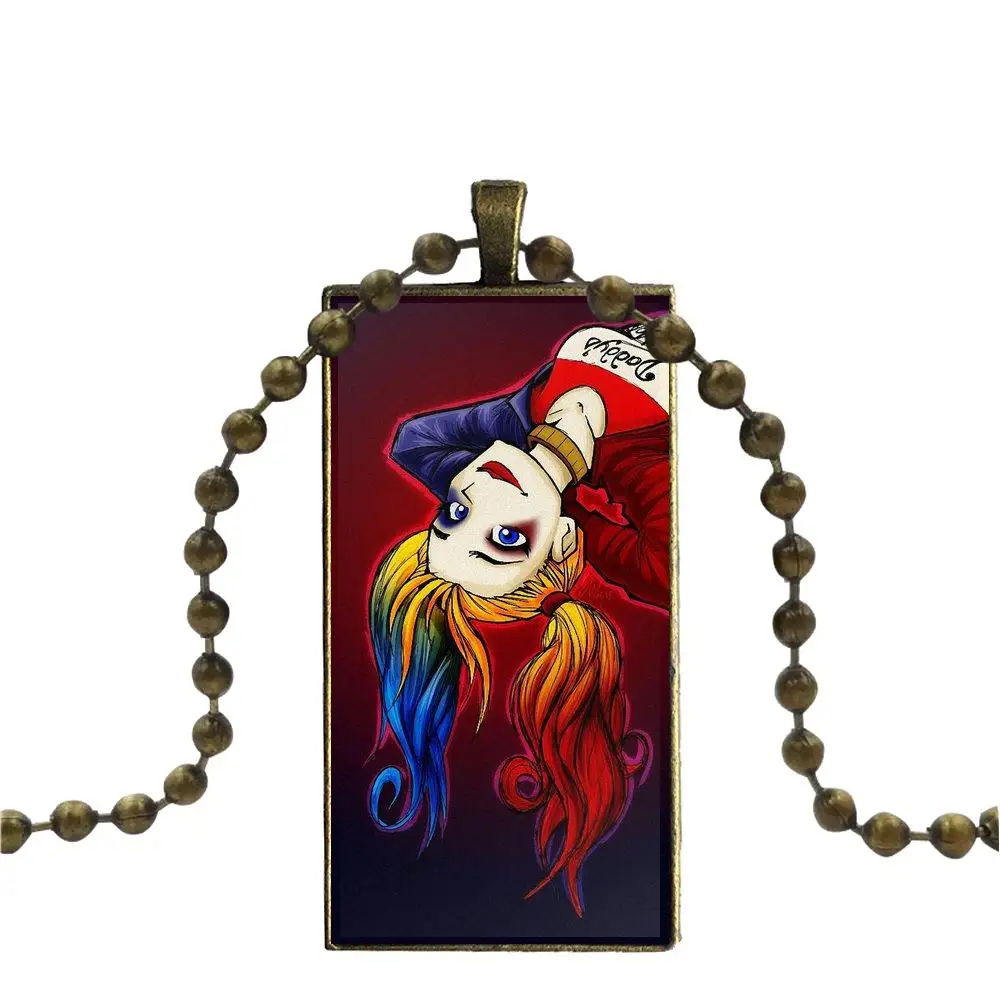 EJ Glaze Super Hero Poison Ivy Harley Fashion Glass Cabochon Pendant Rectangle Necklace Choker Jewelry For Wedding | Украшения и