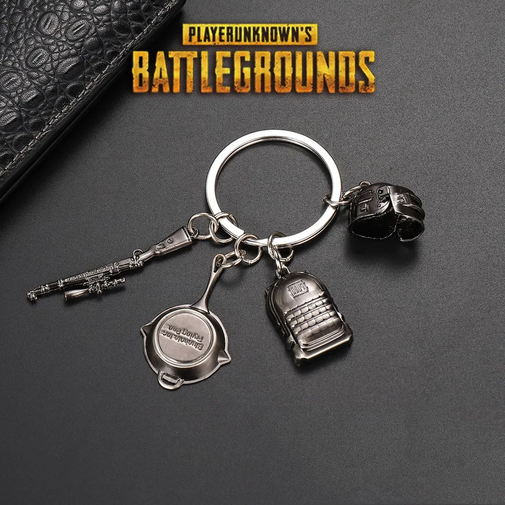 100pcs Fashion MiNi Key Chains Game PUBG Level 3 Helmet Backpack Saucepan Keychain Playerunknown Battlefield Cosplay Props | Украшения и