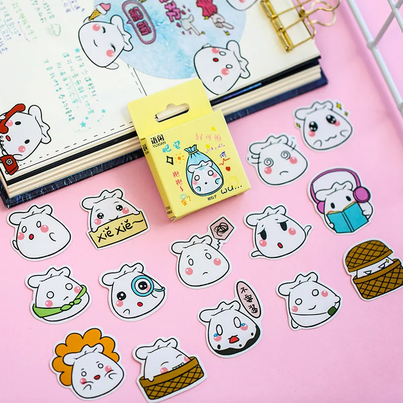 45pcs/pack Cute expression bun Decorative Stationery Stickers Scrapbooking DIY Diary Album Stick Label | Канцтовары для офиса и