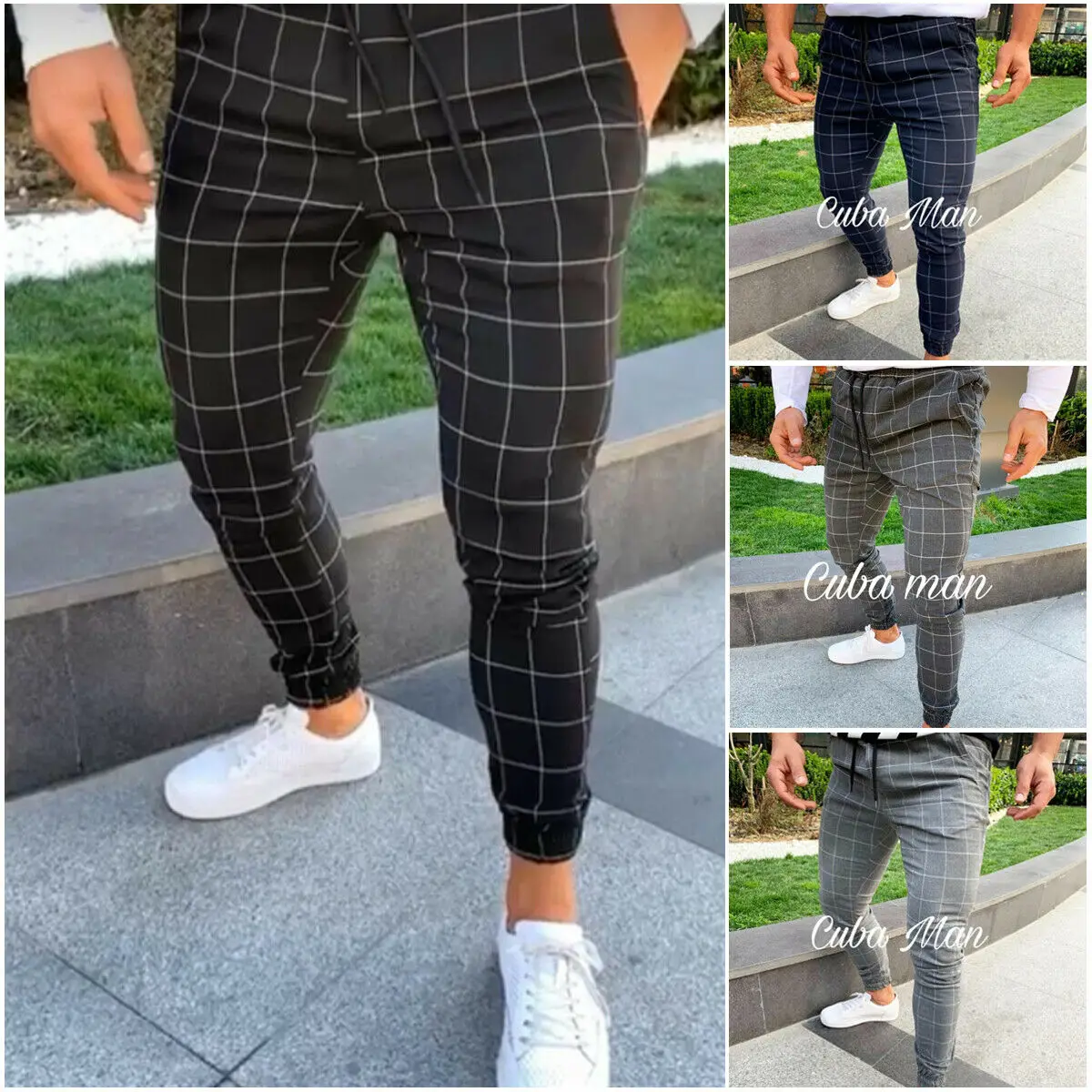 Лидер продаж мужские спортивные брюки длинный спортивный костюм в клетку