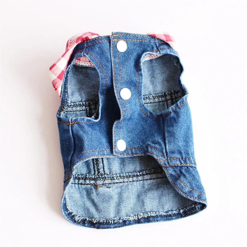 Классический клетчатый джинсовый жилет для собак повседневная джинсовая куртка