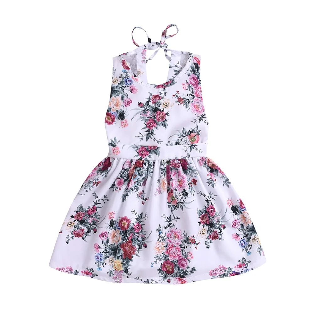

Baby Girl Clothes Flowers Dress Lace-up Dress Bebe Girl Beach Casual Cute Floral Clothing