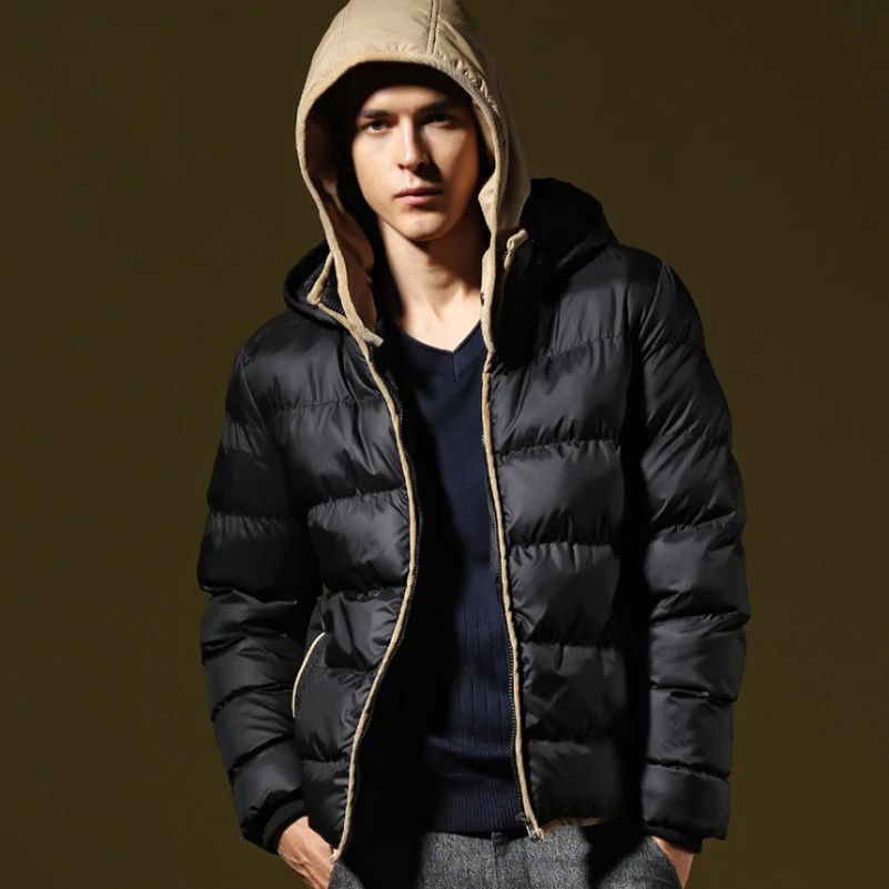Мода Новые 2017 Весна Зимняя Куртка Мужчины Марка Вниз Хлопок Мужской Одежды