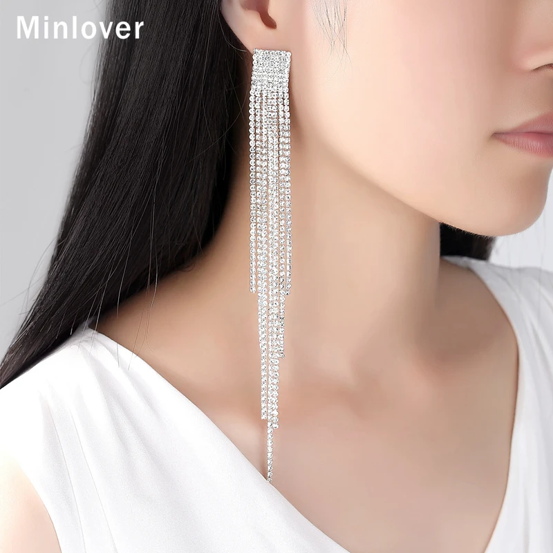 Minlover новейшие летние длинные серьги с кисточками для женщин прозрачные