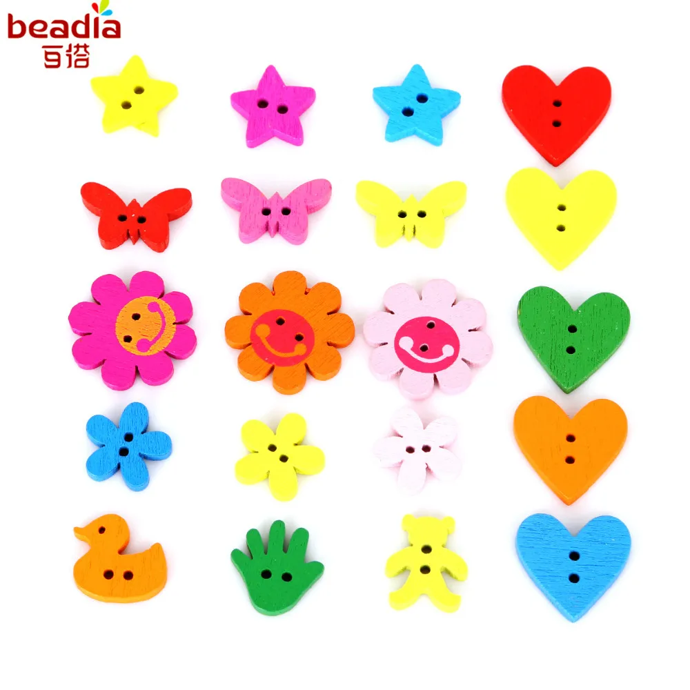 100 шт. деревянные декоративные пуговицы с двумя отверстиями | Дом и сад