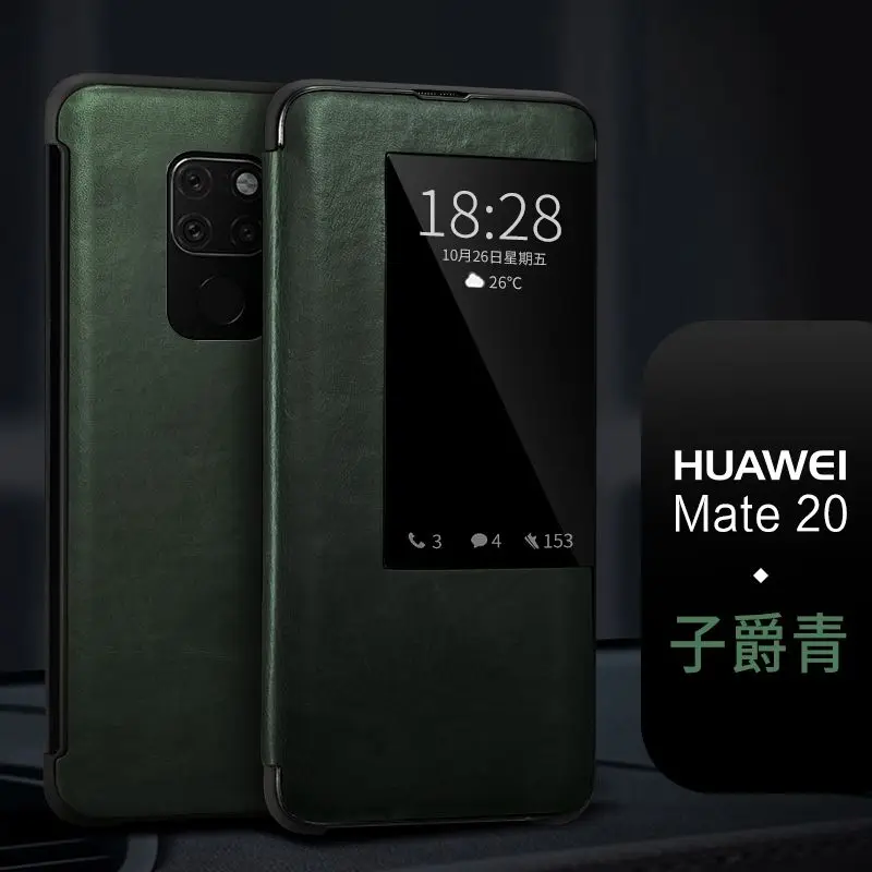 XOOMZ брендовый деловой чехол из натуральной кожи для huawei mate 20 Pro, умный спящий воловьей кожи, умный чехол для телефона huawei mate 20 - Цвет: Mate 20 Green