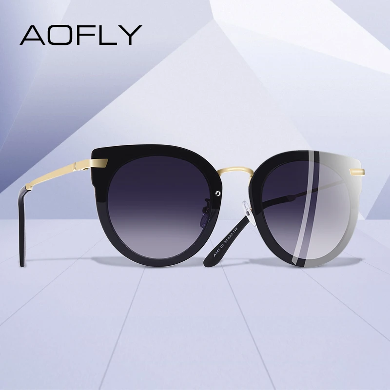 Женские солнцезащитные очки кошачий глаз AOFLY брендовые дизайнерские с градиентными линзами в металлической