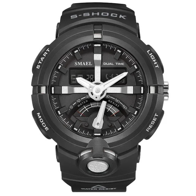 BK SR SMAEL модные спортивные часы для мужчин лучший бренд класса люкс известный водонепроницаемый светодиодный цифровые наручные часы S Shock мужские часы для мужчин Relogio - Цвет: BK SR
