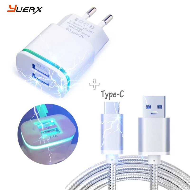 Сетевое зарядное устройство с двумя USB портами и 1 м кабелем для зарядки LeEco Le2 Max Le1S