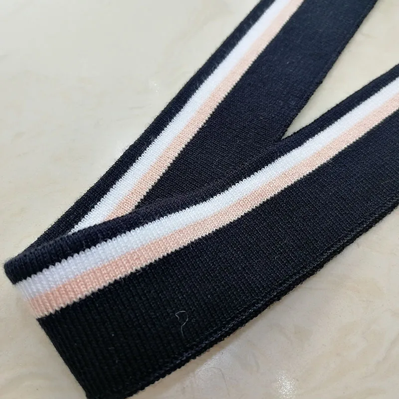 Black white pink 1 JIETAI красочные мерсеризованный хлопок трикотажные полосы ребра ткань тканевые аксессуары DIY воротник манжеты подол нижний воротник ничья текстурирование - Цвет: Black white pink 1