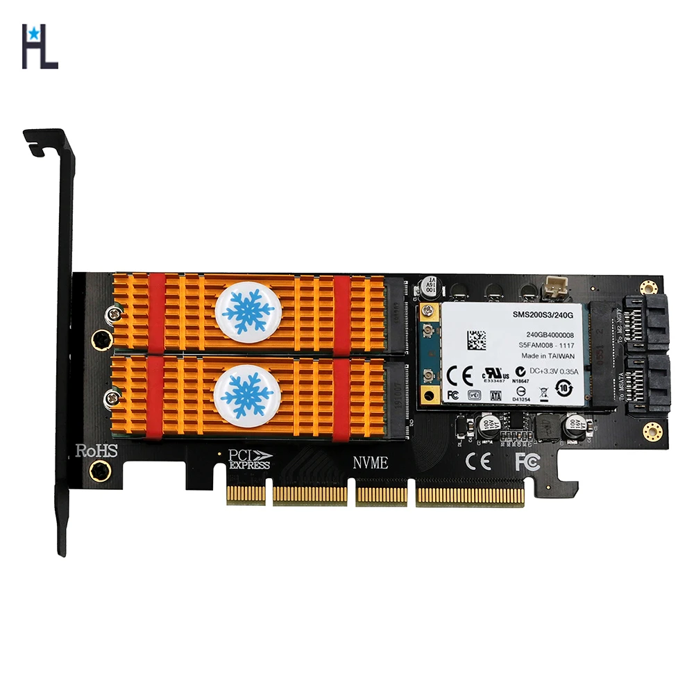 Обновленная версия 3 в 1 Msata и M.2 NGFF NVME SATA SSD для адаптера PCI-E 4X SATA3 с радиатором |