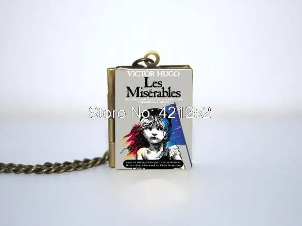 Les Miserables обложка книги медальон ожерелье брелок серебро и бронза тон B0928|locket