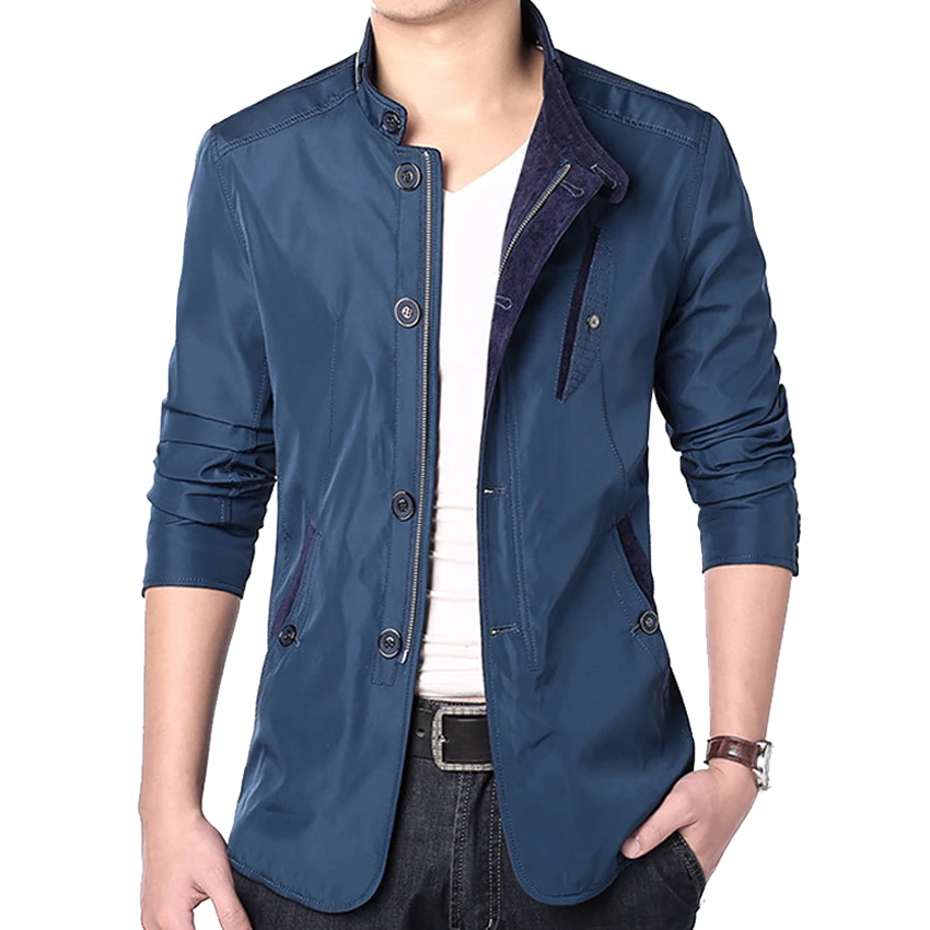 Мужская Длинная ветровка Mountainskin деловая приталенная куртка с воротником стойкой