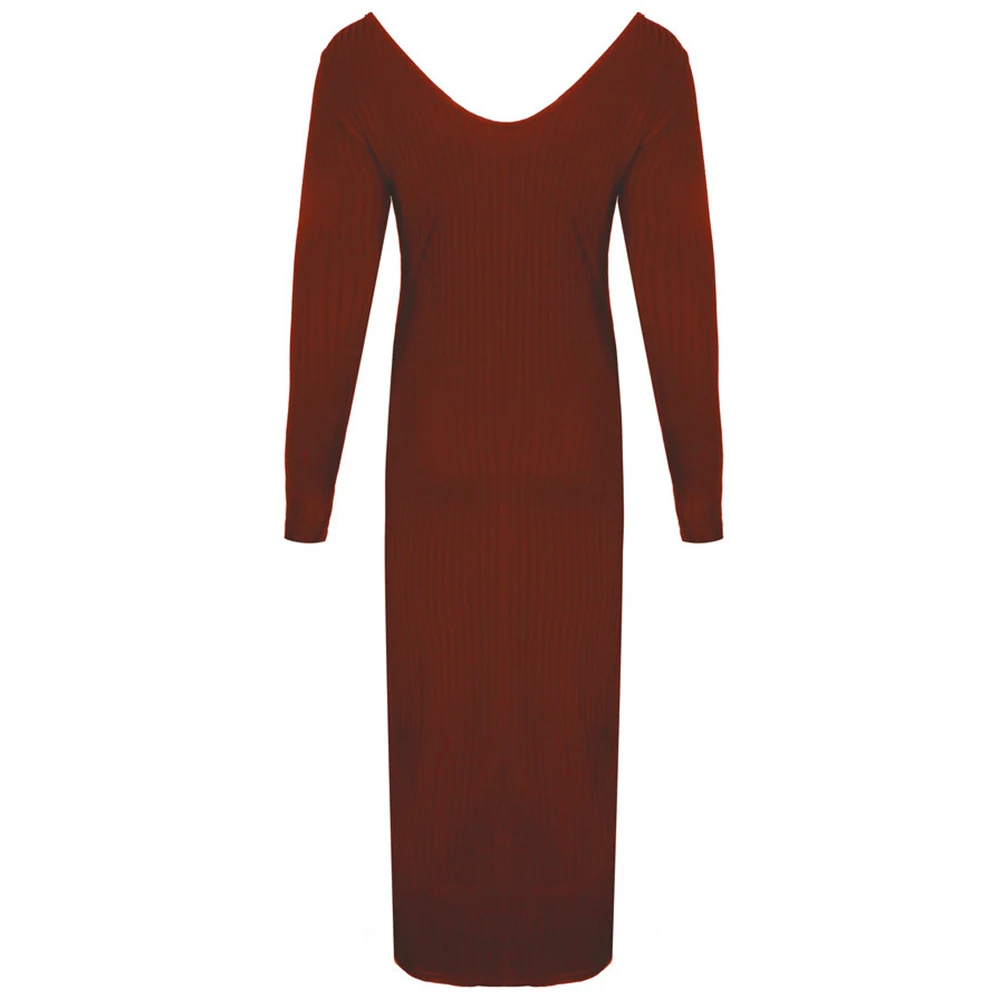 Женское вязаное платье Berydress повседневное коричневое облегающее с длинным