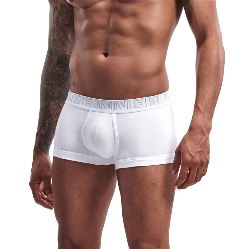 S605 white Seeinner Брендовое нижнее белье, мужские боксеры, шорты с цифровым принтом, мужские сексуальные боксеры Cueca, хлопковые модные u-образные выпуклые мужские трусы - Цвет: S605 white