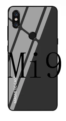 Тонкий магнитный беспроводной Чехол для зарядного устройства для Xiaomi mi 9 mi x 2S тонкий противоударный чехол для внешнего аккумулятора градиентная крышка из закаленного стекла - Цвет: Mi9-Black