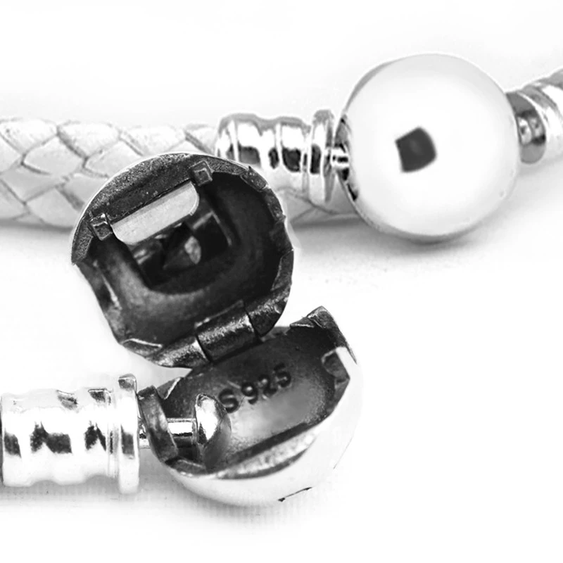 Женский Плетеный двойной кожаный браслет цвета слоновой кости из стерлингового