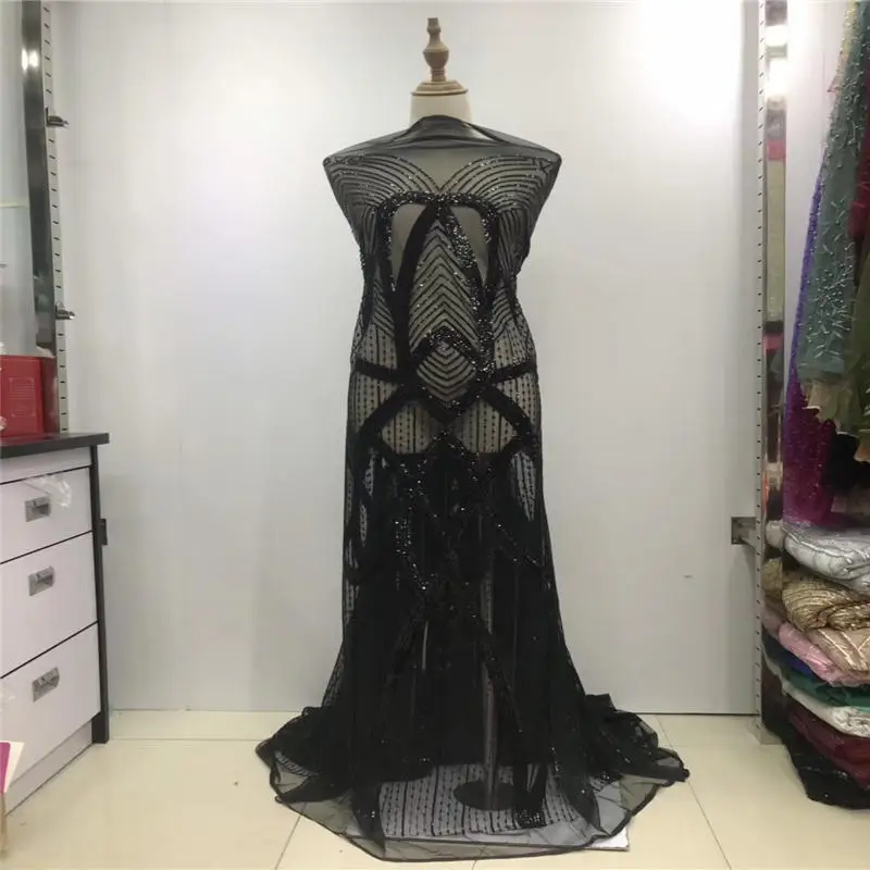 Ткань с золотистыми блестками материал высококачественное Африканское кружево