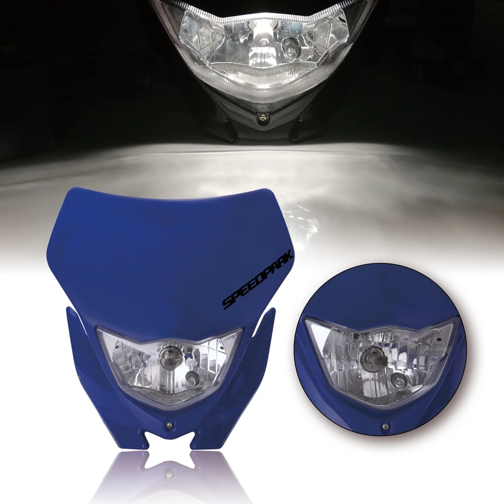 BLUE Мотоцикл Внедорожный H4 Фары для Yamaha Honda WR 450 250 YZ TTR эндуро супермото Байк фары для мотокросса обтекатель - Цвет: BLUE