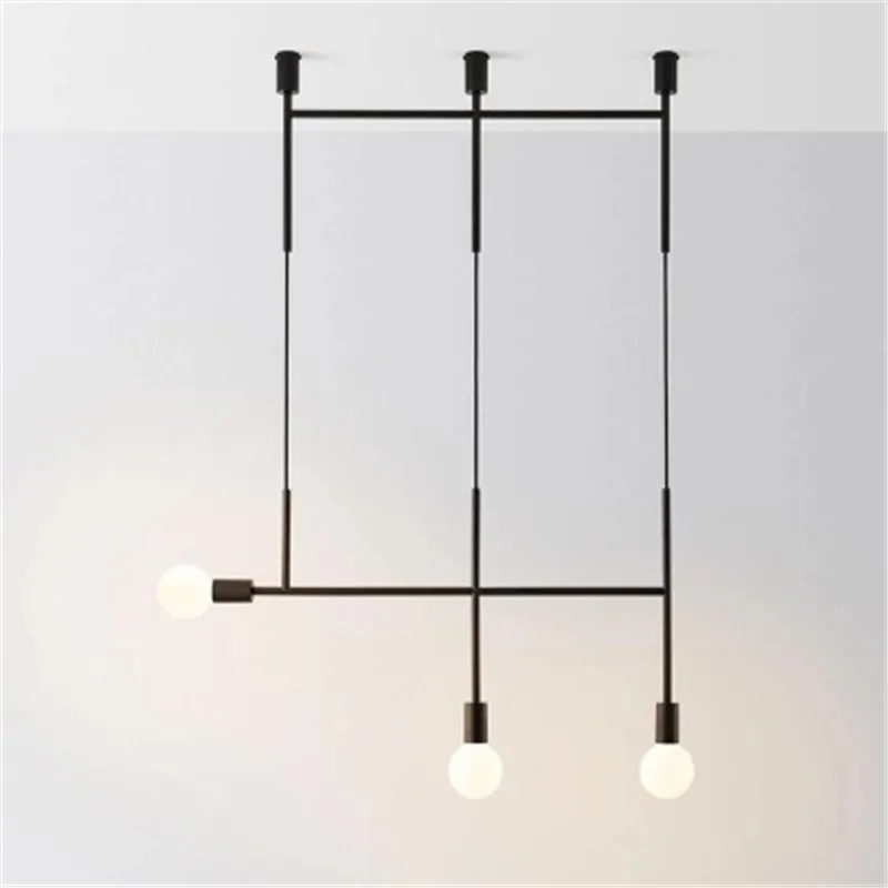 Nordic Designer Creative Personality Chendelier Simple Modern Art Living Room Bedroom Bar Bedside Wrought Iron Line Chandelier | Лампы и