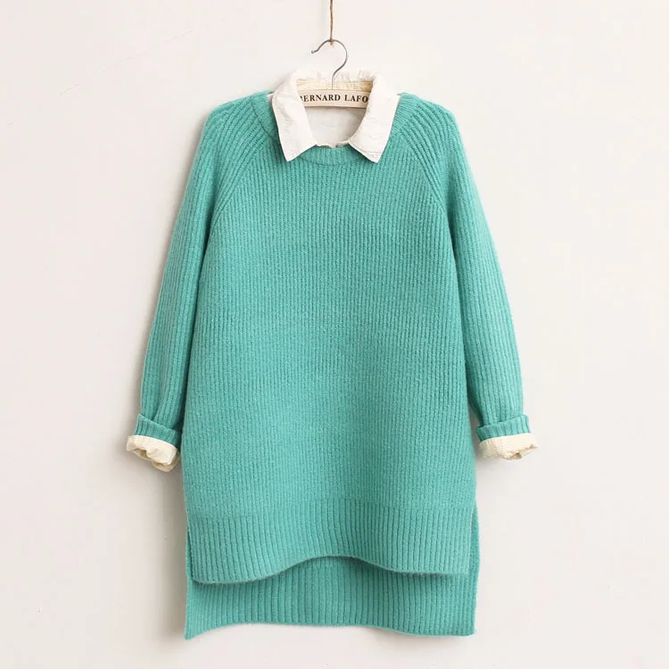 

Discount during spring autumn winter candy color on sides of the new thickening split before long after short knitting sweater