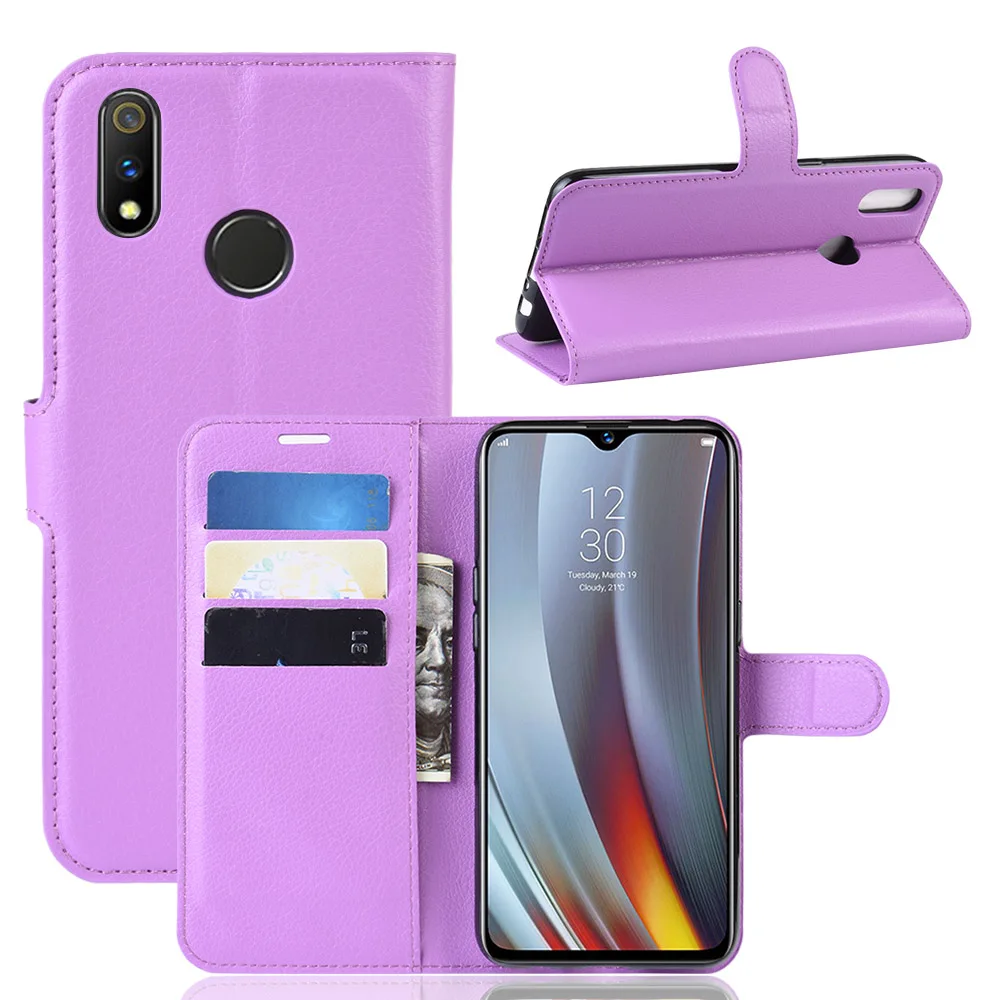 Чехол для мобильного телефона OPPO Realme3 Realme 3 Pro Realme C2, роскошный защитный флип-чехол для телефона, кожаный чехол-кошелек
