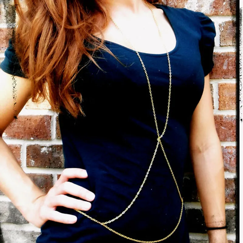 Женское Ожерелье бикини с двойной цепочкой модное пляжное украшение в ретро