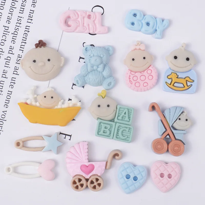 10 шт. Kawaii Baby Shower на плоской подошве с украшением в виде задней смола кабошон DIY