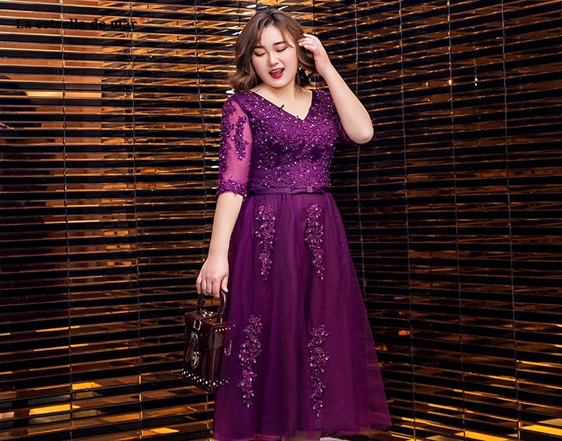 Большие размеры vestido madrinha тюль сексуальный v-образный вырез Половина рукава Линия Зеленый Фиолетовый королевский синий бордовый Серебряный платья подружки невесты