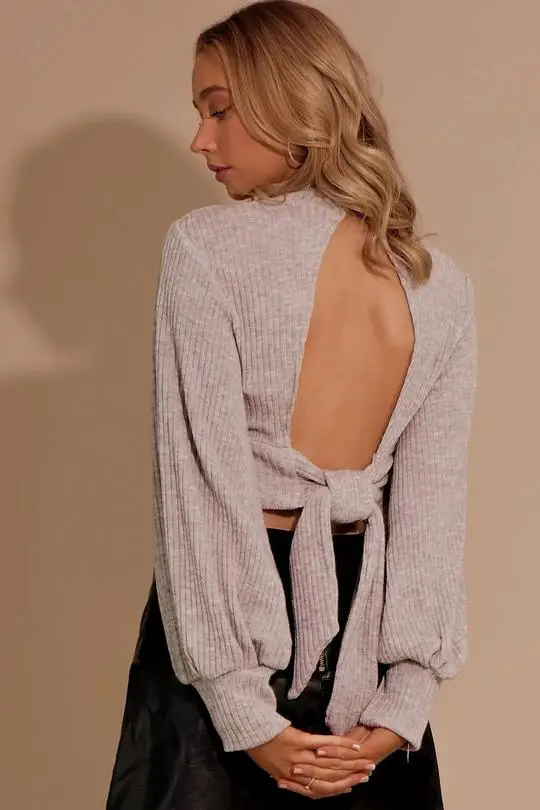 

European & American Style Autumn & Winter Women's Sweatshirt Long-sleeved Knit Backless Turtleneck Solid Color Tops Three Colors