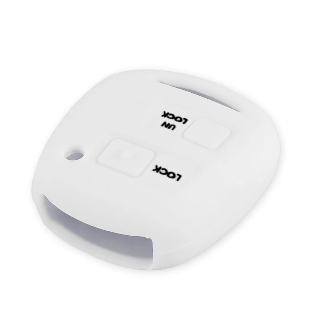 white KEYYOU, 2 кнопки, силиконовый автомобильный брелок, чехол для TOYOTA CAMRY RAV4 Corolla PRADO YARIS Tarago для LEXUS - Название цвета: white