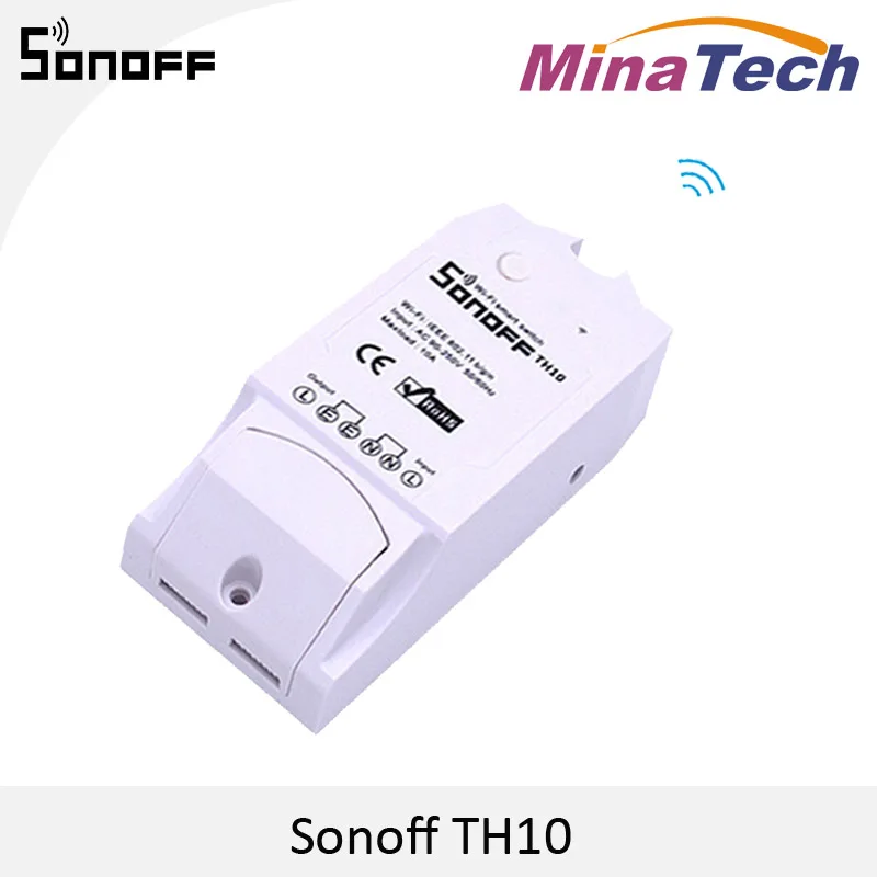 Интеллектуальный выключатель света Sonoff TH10/16 Температура и контроль влажности Интеллектуальный переключатель Wi-Fi в режиме реального времени Дисплей 10/16A IOS Android дистанционного Управление ВКЛ/ВЫКЛ - Цвет: TH10