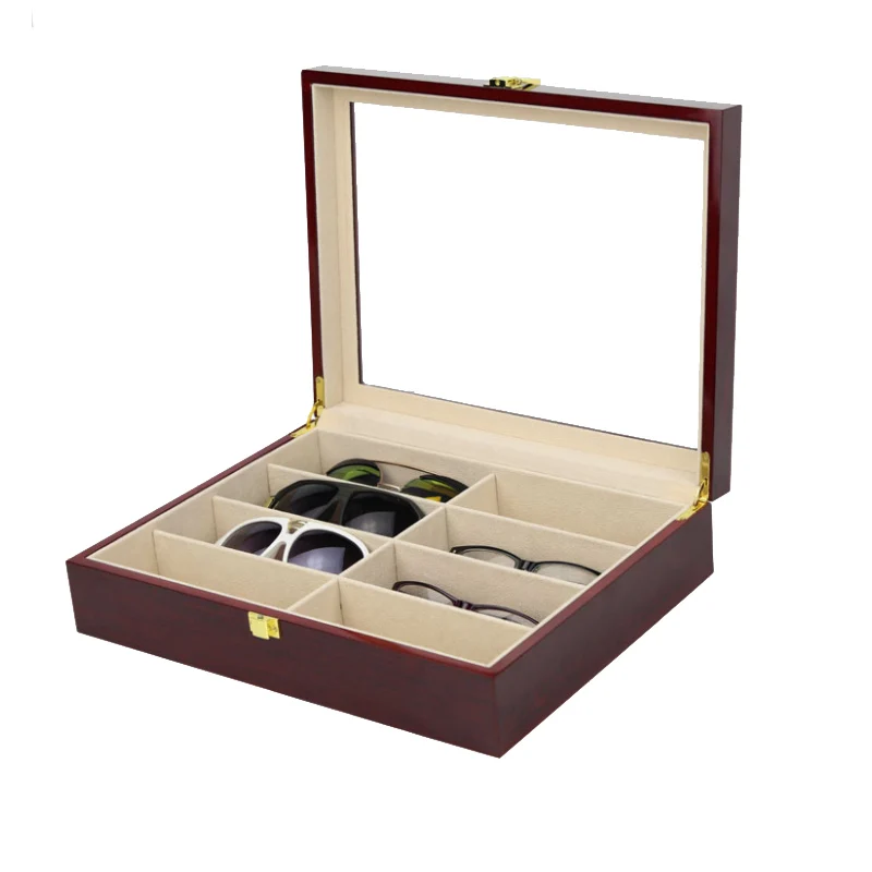 Роскошный 8 слотов деревянная коробка для очков ручной работы органайзер