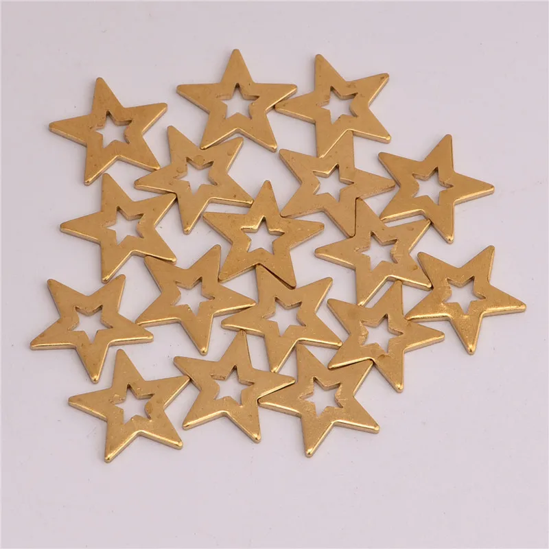 

50PCS 12.4mm Copper Material Star Shape Charm Hollow Star Disc Pendant for Earring Necklace DIY Handmade Jewelry Making