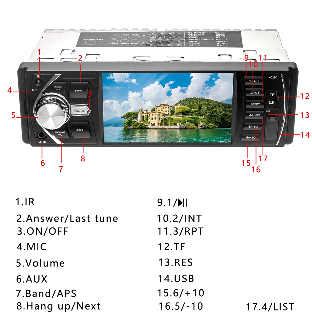 Podofo 1 din Car Stereo FM Radio MP3 Bluetooth Audio Player USB SD AUX 1 DIN Autoradio Rear View Camera For Universal Car Radio