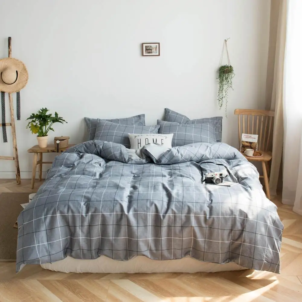 20192952 Pink Grey Yellow Hearts Bed Cover Duvet Cover Set Cotton Bedding Set Bedlinens Twin Queen King Flat Sheet Fitted Sheet - Цвет: 20192952