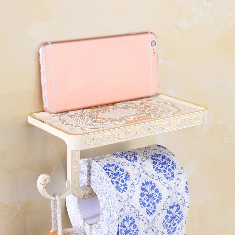 Медный держатель для туалетной бумаги с полкой аксессуары ванной комнаты