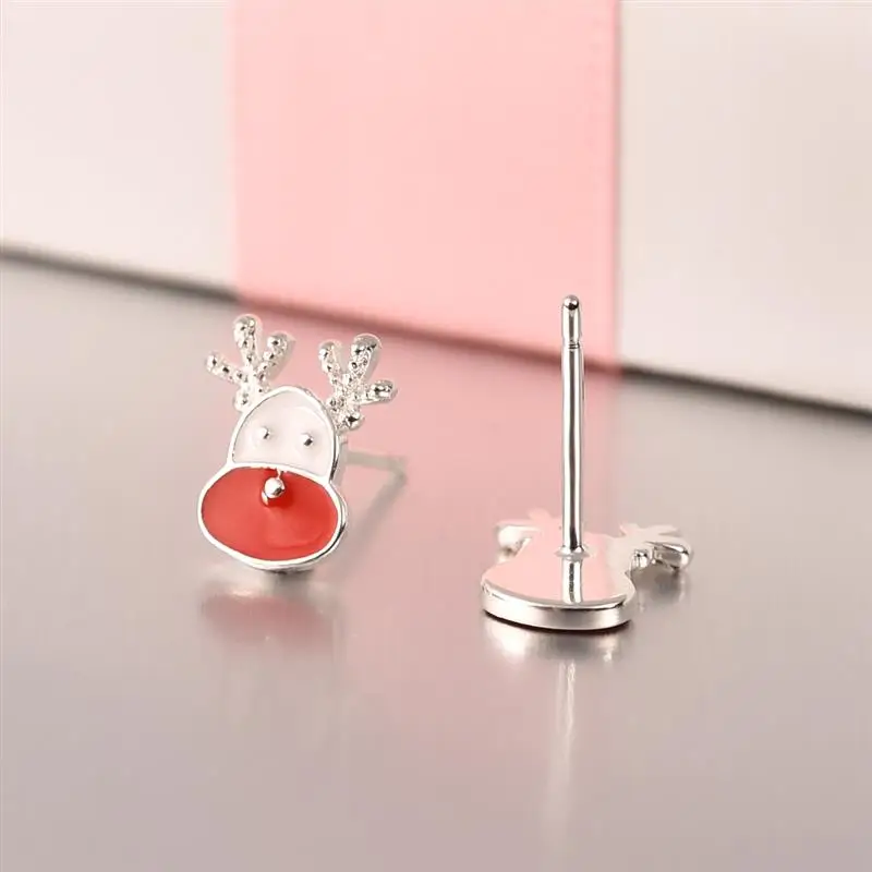 DALARAN Elk Santa Claus Stud Earrings 925 Sterling Silver Prevent Allergy For Women Girl Exquisite Jewelry Christmas Gift